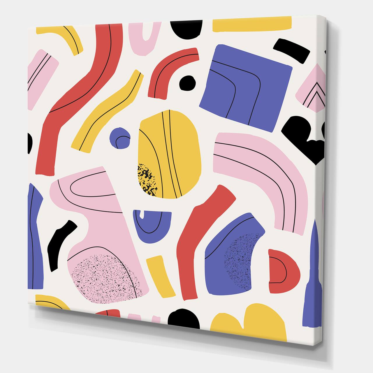 Designart - Organic and Elements In Red Yellow and Pink - Modern Canvas Wall Art Print